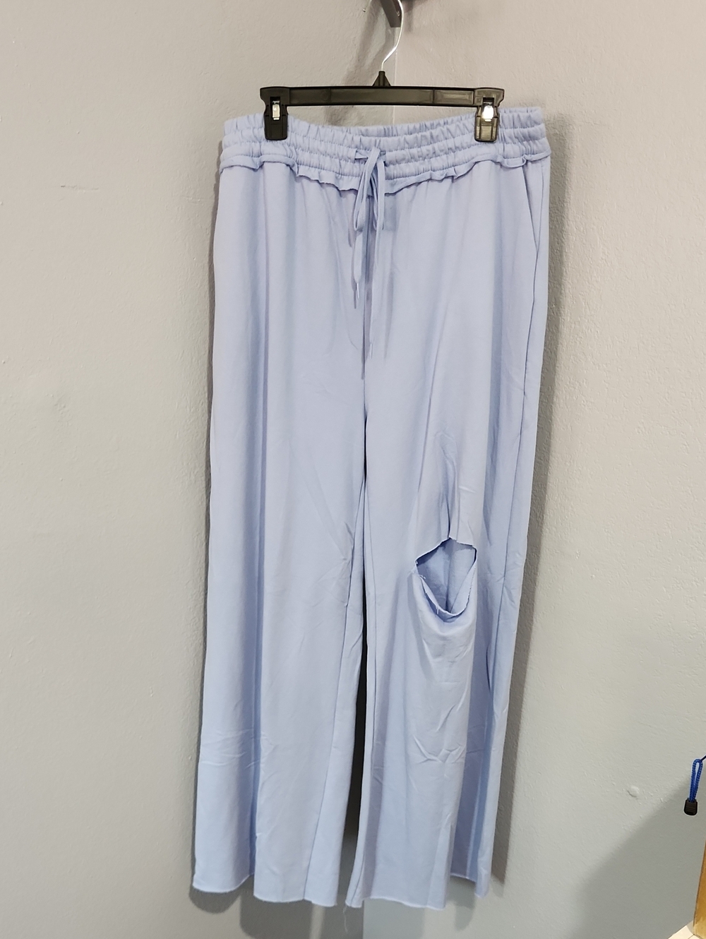 Light Blue Women’s Drawstring Wide-Leg Lounge Pants